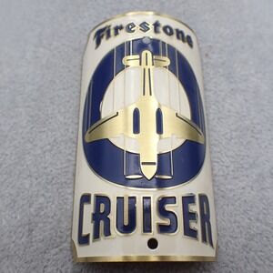 Firestone Cruiser Bicycle Head Badge Vintage Style Metal Airplane Logo Blue Gold